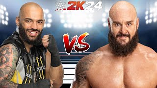 RICOCHET VS BRAUN STROWMAN FALLS COUNT ANYWHERE MATCH 2K24 [upl. by Eelam]