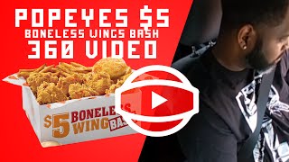 Popeyes 5 Dollar Boneless Wings Bash 360 VIDEO TESTING [upl. by Ahsimak]