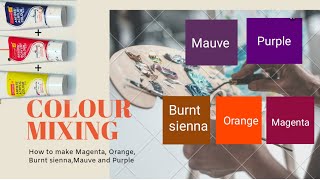 Colour mixing  how to make Magenta Orange Burnt sienna Mauve and Purple colours [upl. by Orlando661]