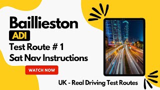 Baillieston Approved driving instructor ADI Test Route with Sat Nav Route 1 [upl. by Ennairda486]