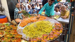 NEXT LEVEL Vegetarian Food in VARANASI  Indian Street Food tour of Banaras India [upl. by Otsuaf20]