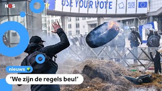 Boze boeren protesteren in Belgische hoofdstad Brussel [upl. by Annayt]