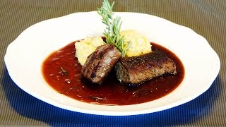 Lammfilet an PortweinSauce mit DattelnPolenta  Laz uns kochen [upl. by Tremann525]