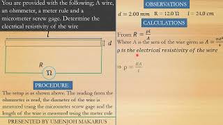 HOW TO DETERMINE THE RESISTIVITY OF A METALLIC CONDUCTOR May 15 2024 [upl. by Ylak]