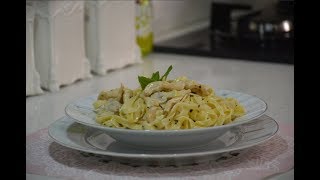 Fettuccini Alfredo  Kremalı Tavuklu Mantarlı Makarna [upl. by Aineval]