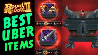 ROYAL REVOLT 2  BEST UBER ITEMS FROM UBER CHESTS my gear [upl. by Tanner]