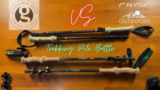 Gossamer Gear LT 5 VS Cnoc Carbon Cork Trekking Pole Show Down  Gear Review [upl. by Adnicul]