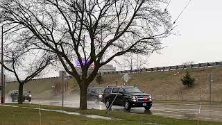 President Bidens motorcade arrives in downtown Saginaw [upl. by Atikihc602]