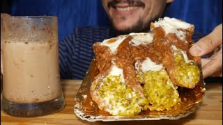 MUKBANG ITA EATING SHOW ITALIANO VERI CANNOLI SICILIANI CON PISTACCHIO IL CANNOLO SI è AMMOSCIATO [upl. by Earized]