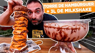 TORRE DE HAMBURGUER DE 2kg  3 LITROS DE MILKSHAKE [upl. by Anyehs]