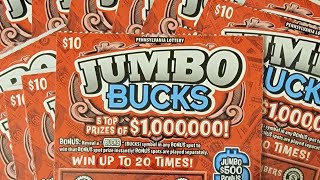 NEW JUNE 2024 PA LOTTERY JUMBO BUCK 10 TICKET 240 RARE BIG WIN palottery lottery scratch win [upl. by Sapphera378]