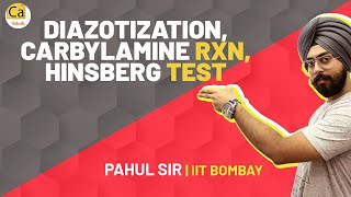 Amines L3  Diazotization Carbylamine Rxn Hinsberg Test  JEE amp NEET 2021 Chemistry  Pahul Sir [upl. by Repooc490]