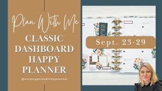 Plan With Me  Classic Dashboard Happy Planner  September 2329  Decorative Planning with Stickers [upl. by Ezeerb]