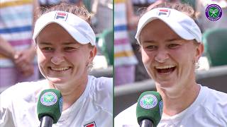 Barbora Krejcikovas HILARIOUS reaction to being told her next opponent  Interview  Wimbledon 2024 [upl. by Llednar]