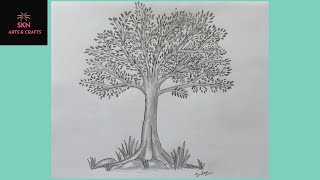 How to draw the Realistic Tree Pencil Sketch step by step  Neem Tree Drawing Pencil Drawing [upl. by Harman]