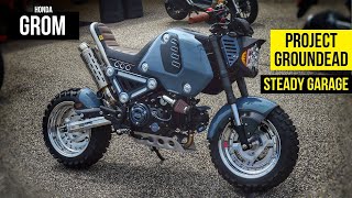 New Honda Grom 125 Custom Motorcycle Walkaround  Project Groundead by Steady Garage [upl. by Nolyaw]