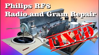 Philips RF8 Radiogram Repair plus Philips AG 1025 Turntable [upl. by Eerrehs]