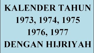 Kalender Tahun 1973 1974 1975 1976 1977 Lengkap dengan Tahun Hijriyah dan Pasaran Jawa [upl. by Nirrol590]