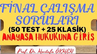 YENİ Anayasa Hukukuna Giriş FİNAL ÇALIŞMA SORULARI anayasahukuku açıköğretim kpssanayasa [upl. by Illom]