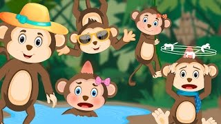 Five Little Monkeys Jumping On The Bed  Nursery Rhymes  Kids Songs [upl. by Sutton]