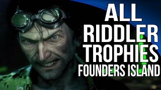 Batman Arkham Knight  All Riddler Trophies  Founders Island [upl. by Landel361]