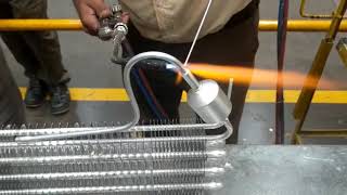 Aluminium condenser brazing with Mathures Alusol 4 rod [upl. by Kaliski]