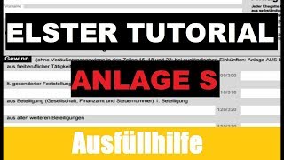 Anlage S Selbstständige  Steuererklärung selber machen  ELSTER Tutorial  Erklärung [upl. by Olaznog]