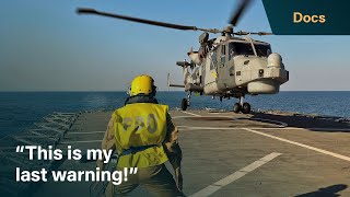 Chilling moment Iranian gunboat heads towards the Royal Navys HMS Duncan  Warship Life At Sea [upl. by Gaven]