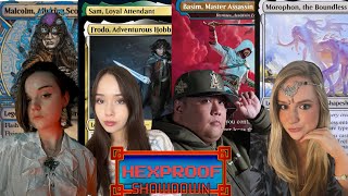 HEXPROOF SHOWDOWN EPISODE 19  MALCOLM VS FRODOSAM VS BASIM VS MOROPHON mtgcommander mtgedh [upl. by Kelbee]