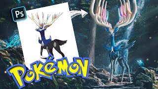 Making POKÉMON Realistic In Photoshop  Xerneas 🦌 [upl. by Watkin66]