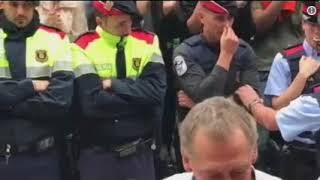 Local Catalan Officer Moved To Tears Protecting Voters From Violent Riot Police [upl. by Yoho647]