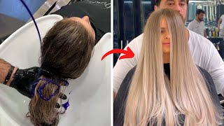 Brown To Blonde Balayage Hair Transformation [upl. by Schramke466]