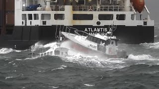 Pilot boats amp ship boarding in rough weather [upl. by Adnovoj]