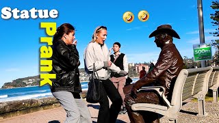 Bronze Statue Prank  Cowboy loves Making Laugh amp Scare [upl. by Griffith]