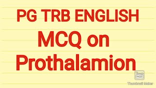 PG TRB MCQ on Prothalamion [upl. by Tuttle]