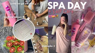 SPA DAY  SELF CARE 💋✨ depilação banho premium unha em gel em casa 💐 [upl. by Neva]