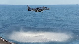 US AV8B Harrier’s Insane Takeoff And Landing Operations in The Ocean [upl. by Anilosi]