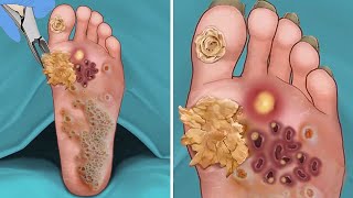 ASMR  Best Way to Take Care FeetRemove Dead Skin amp Mold on Feet Remove Warts  Calluses Animation [upl. by Sherwin]