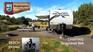 Camping in the Desert Fox Toy Hauler and Beach Riding Fat Tire E Bikes [upl. by Tatman]