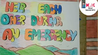 how to draw slogan writing disaster management 10 painting [upl. by Jeramey]