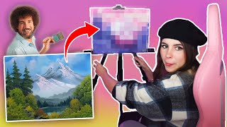 Abby INTENTA SEGUIR un TUTORIAL DE PINTURA de Bob Ross [upl. by Darce]