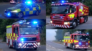 Fire trucks rush to a field fire in Northants American siren style 🚒🔥 [upl. by Alithea377]