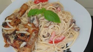 Spaghetti créme fraîche au poulet spaghetti pasta cuisineitalienne [upl. by Aime408]