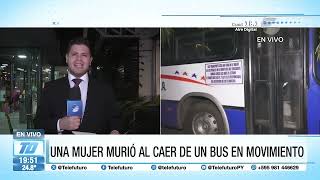 Una mujer murió al caer de un bus en movimiento [upl. by Arretal743]