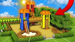 MINECRAFT COMO HACER UN EPICO PARQUE DE JUEGOS PARA EL PATIO DE TU CASA  MINECRAFT VS MINEWORLD [upl. by Enial102]