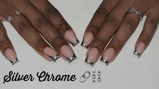 Chrome French Nail Tutorial UPDATE  Chrome Nails [upl. by Donaghue298]