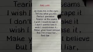 Imagine Dragons  Bad Liar lyrics imaginedragons shorts shortsfeed [upl. by Ahsenahs886]