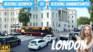 England 4K London Bus Ride  Beating Aldwych to Rocking Hammersmith [upl. by Selassie]