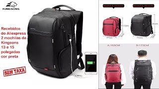 Recebidos do Aliexpress 2 mochilas usb da Kingsons 13 e 15 polegadas [upl. by Mallissa]