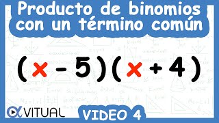 Producto de Binomios con un Término Común Video 4 de 8  Álgebra  Vitual [upl. by Nodnal146]